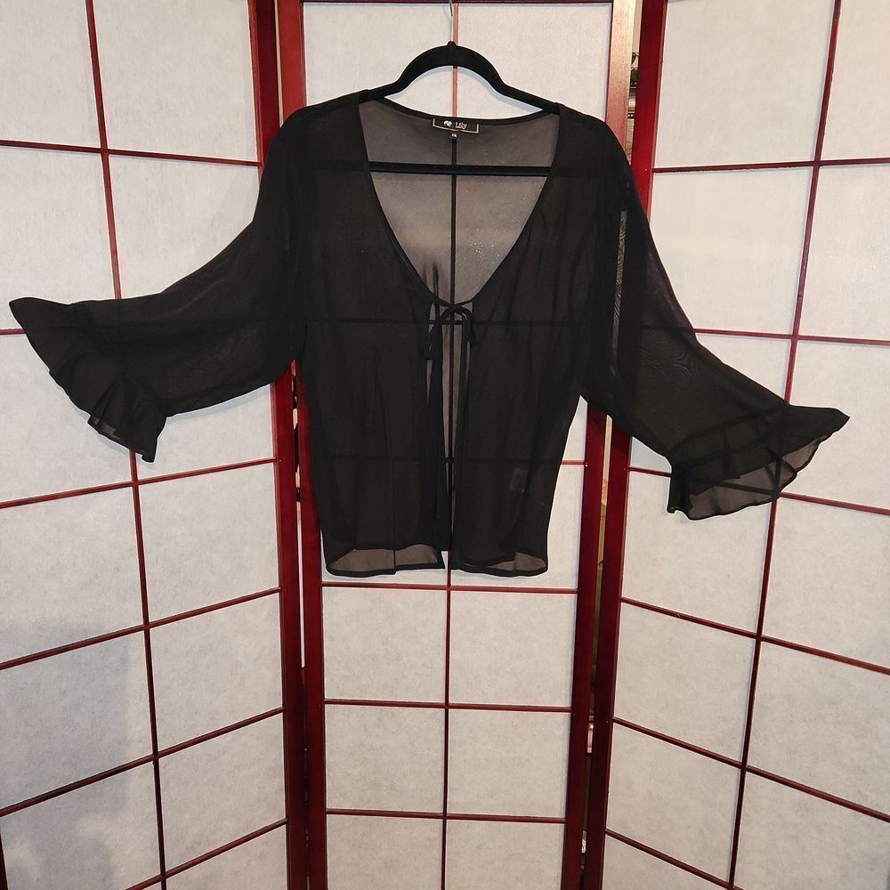 Lily Black Sheer Open Faced Cardigan